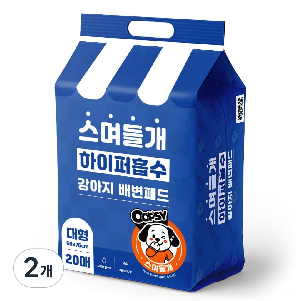 웁쉬 스며들개 고흡수 강아지 배변패드 두툼형 피톤치드향, 3개, 30개입