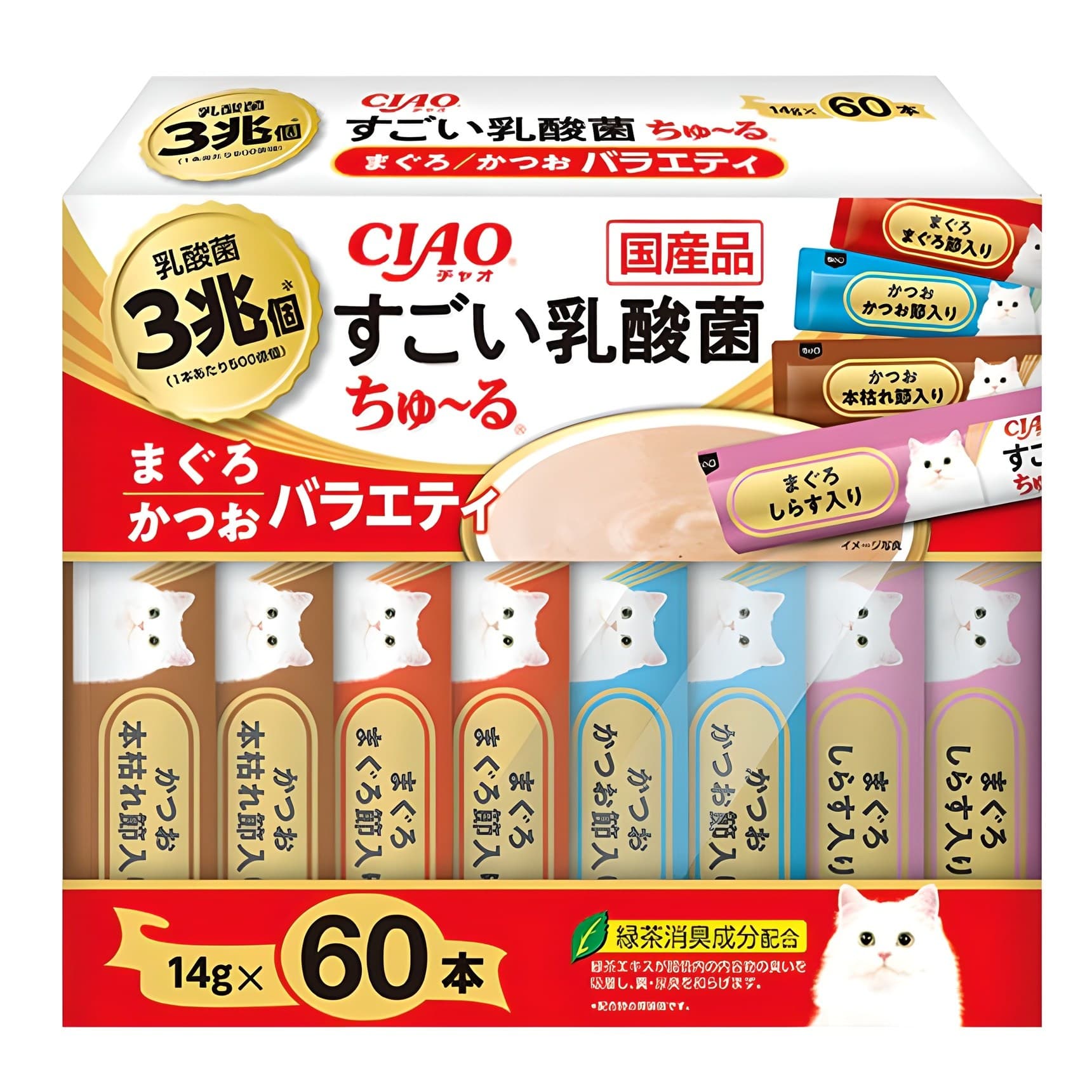챠오 고양이 츄르 스고이유산균 버라이어티 SC-389 14g x 60p 세트