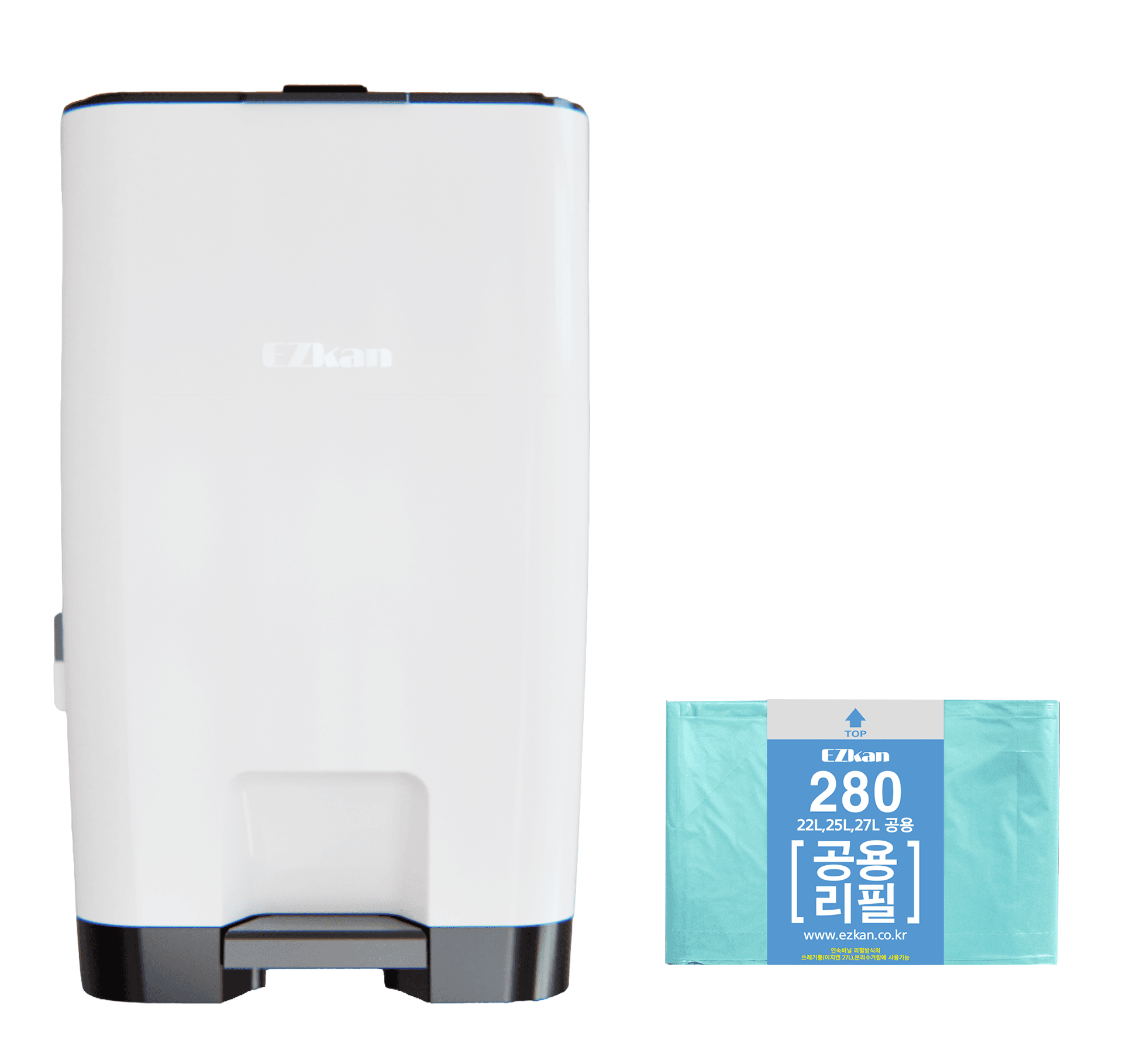 이지캔 종량제봉투 호환 투톤 기저귀 쓰레기통 + 리필 롤 280 세트