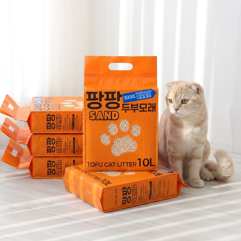 팡팡샌드 가는 입자 고양이 두부 모래 1.5mm, 5개, 10L, 오리지널