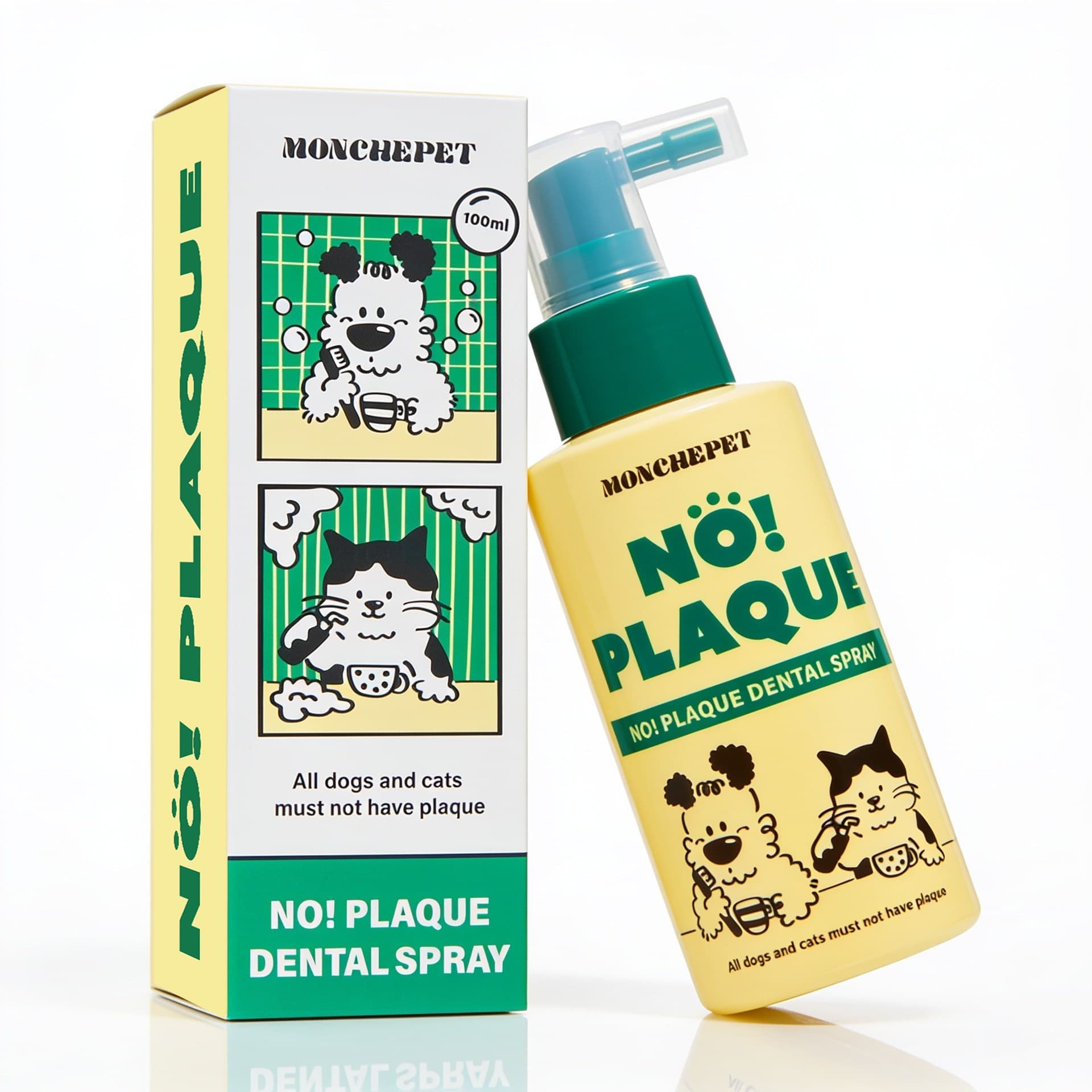 몽셰펫 노! 플라그 덴탈 스프레이 100ml 고양이&강아지 뿌리는치약 치석/구취제거/잇몸관리/구강영양