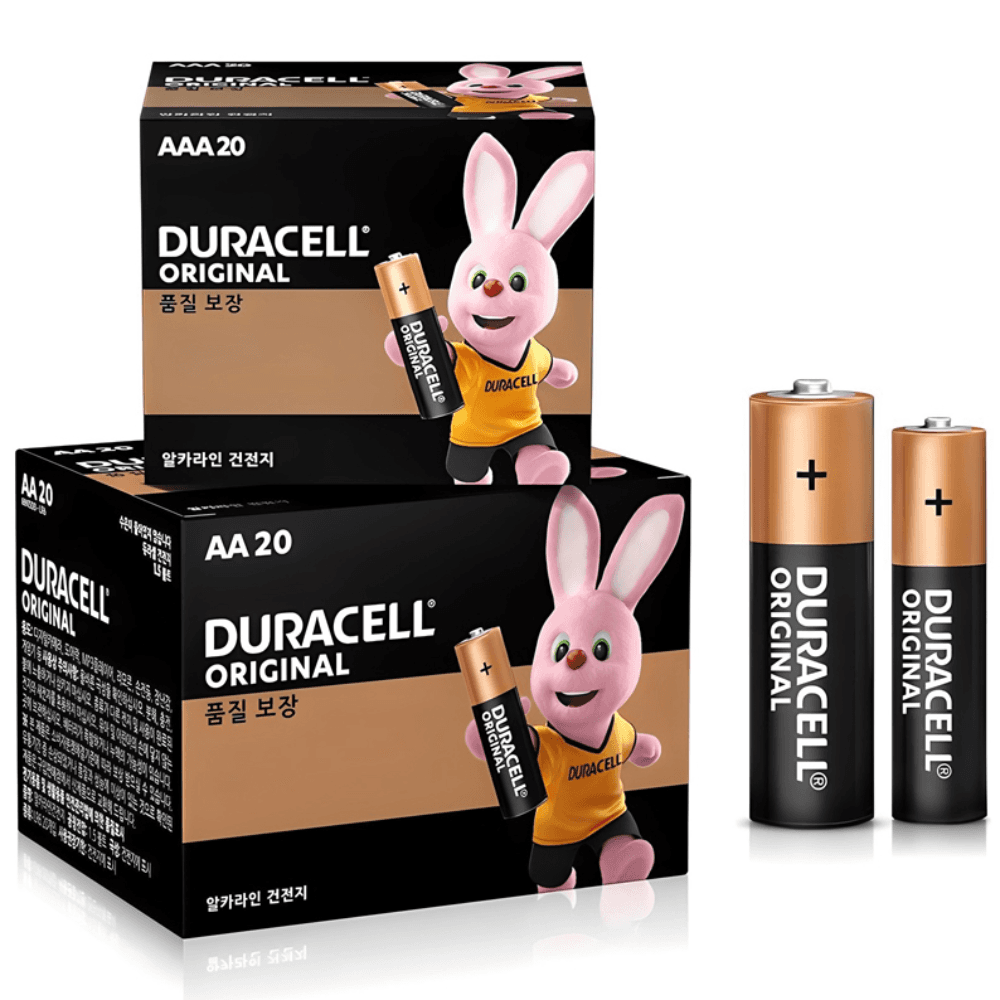 듀라셀 오리지널 알카라인 AA 건전지 20p + AAA 건전지 20p, 40개입, 1세트