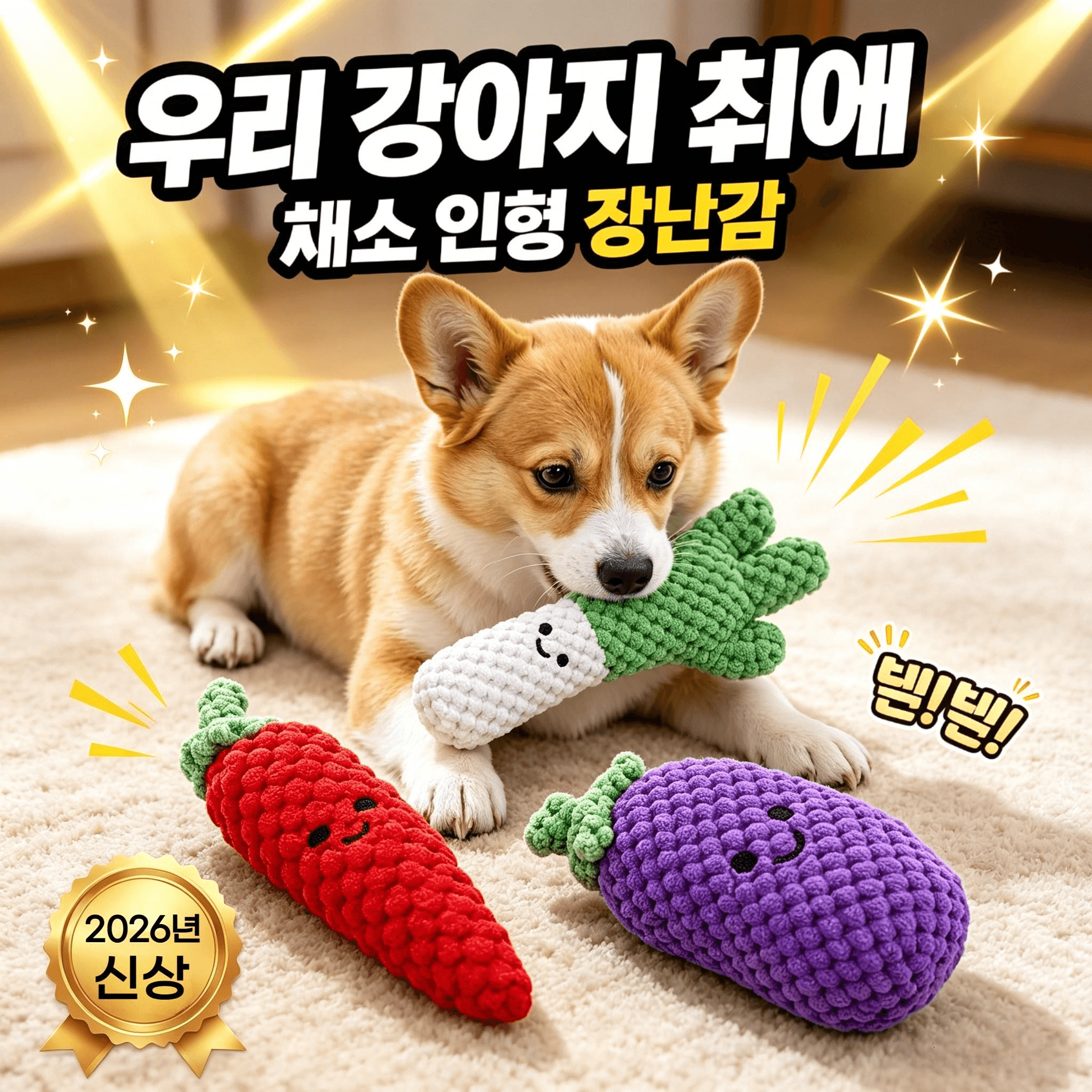 강아지 이갈이 장난감 애견 삑삑이 장난감 세트, 3개, 혼색
