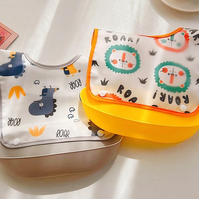 키즈웍 아기 이유식 턱받이 유아 실리콘 어린이집 방수 분리형 식사용