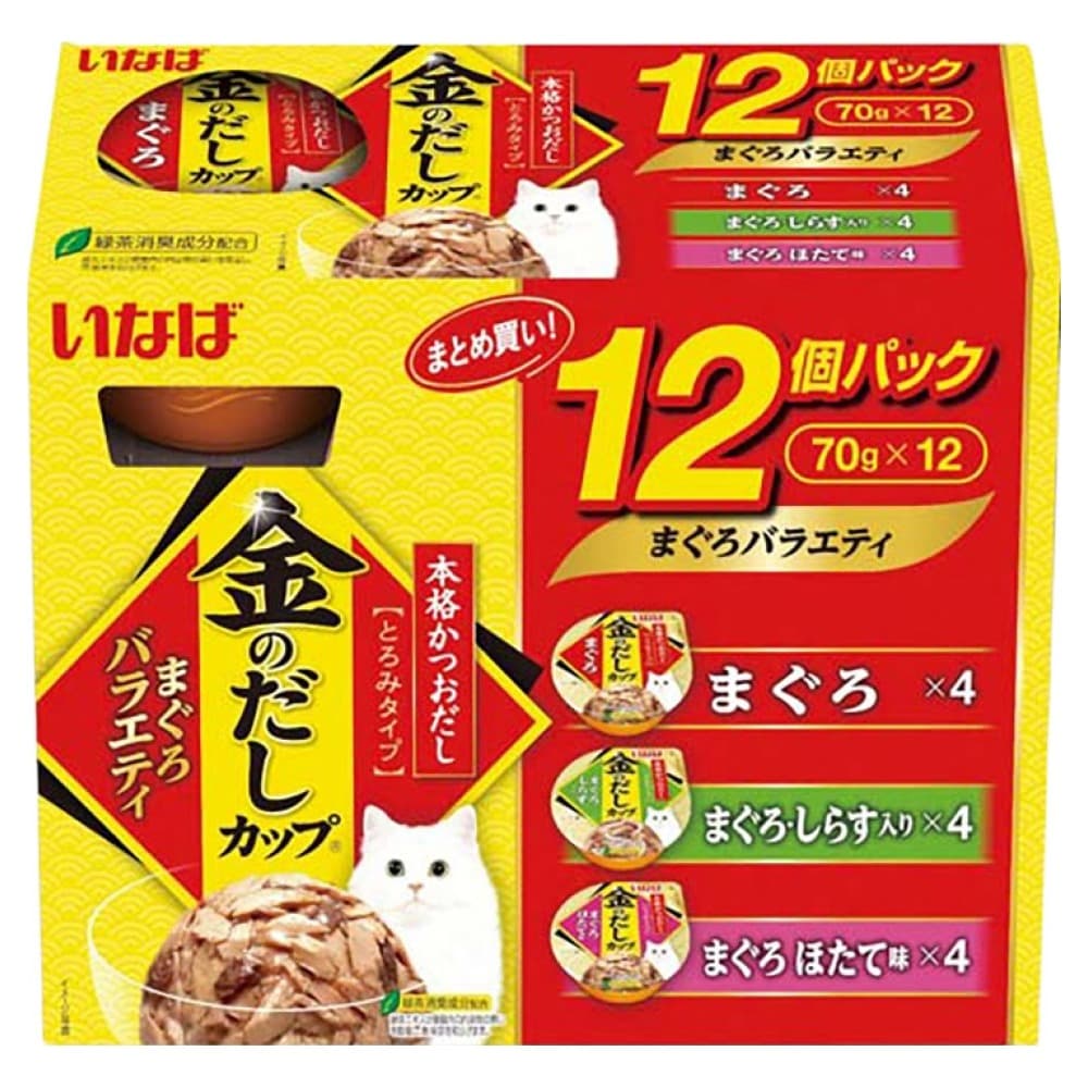 이나바 고양이 금빛육수컵 버라이어티 간식캔 3종 x 4p 세트
