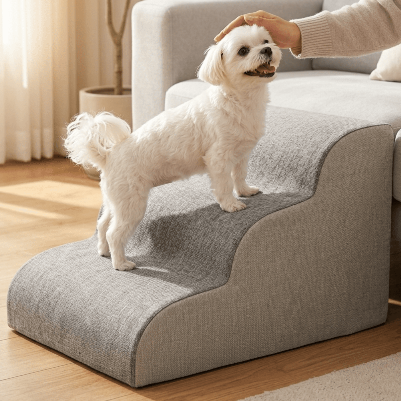 치와와 강아지계단 커브 3단 4단 논슬립 슬개골보호 쇼파 침대용 미끄럼방지 펫스텝