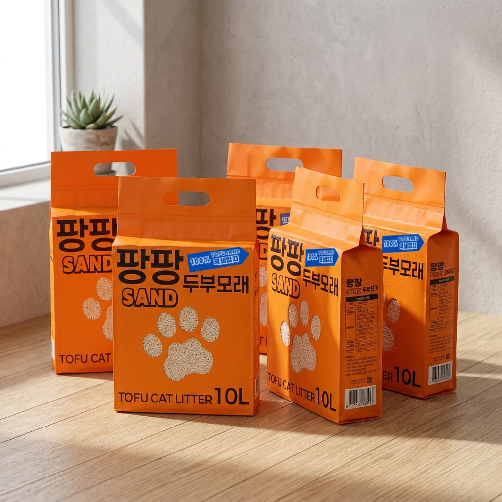 팡팡샌드 가는 입자 고양이 두부 모래 1.5mm, 5개, 10L, 오리지널