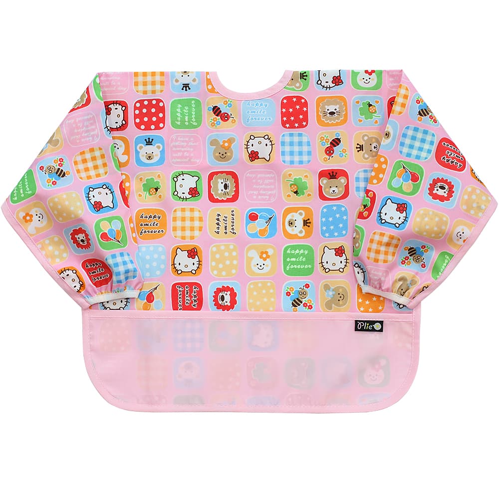 플리에 배색 방수 긴팔턱받이