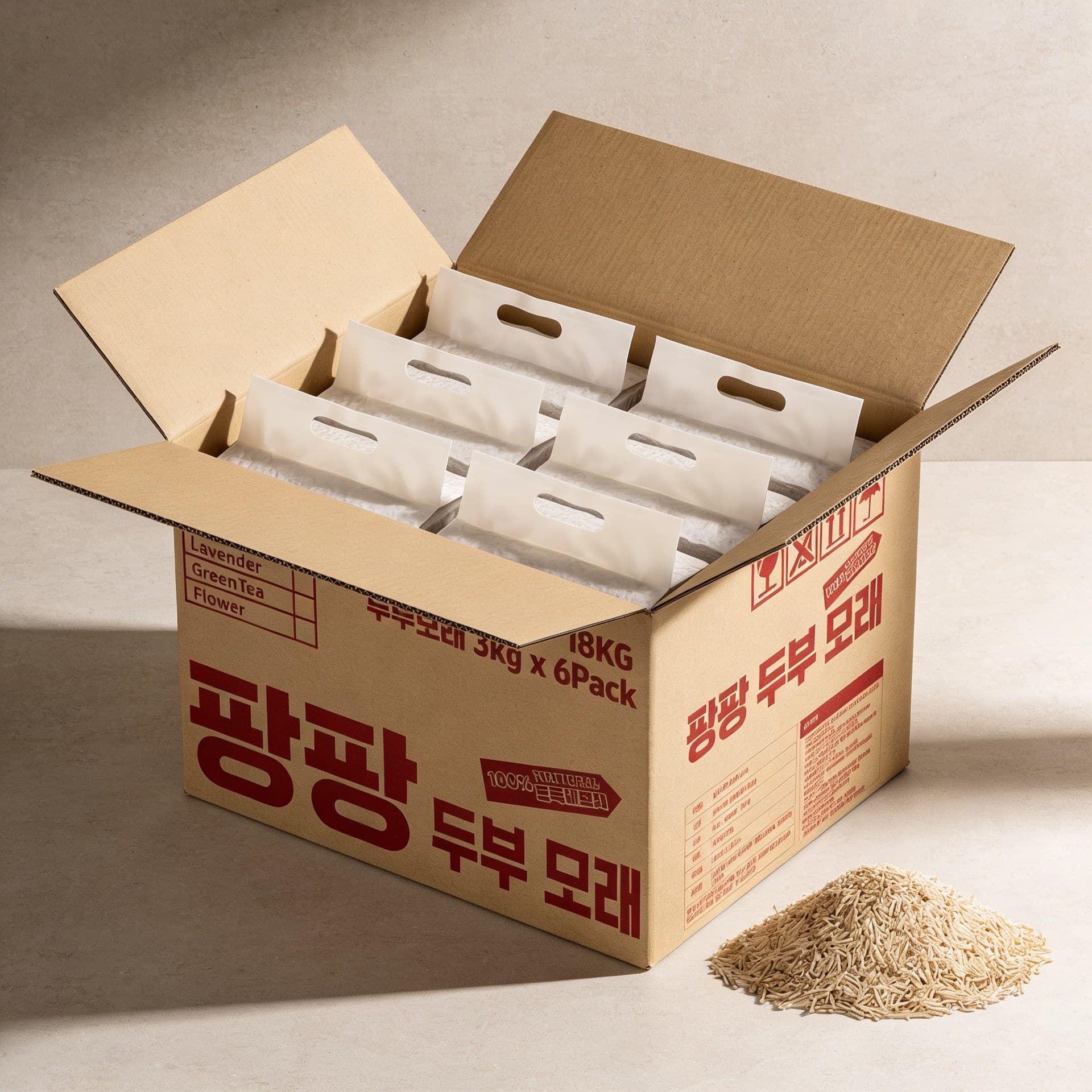 팡팡샌드 고양이 모래 극세입자 고양이 두부모래, 오리지널, 6개, 11L